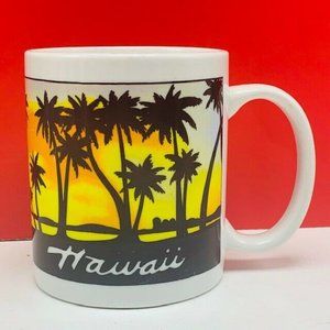 Hawaii coffee mug cup hula tiki bar sunset palm
